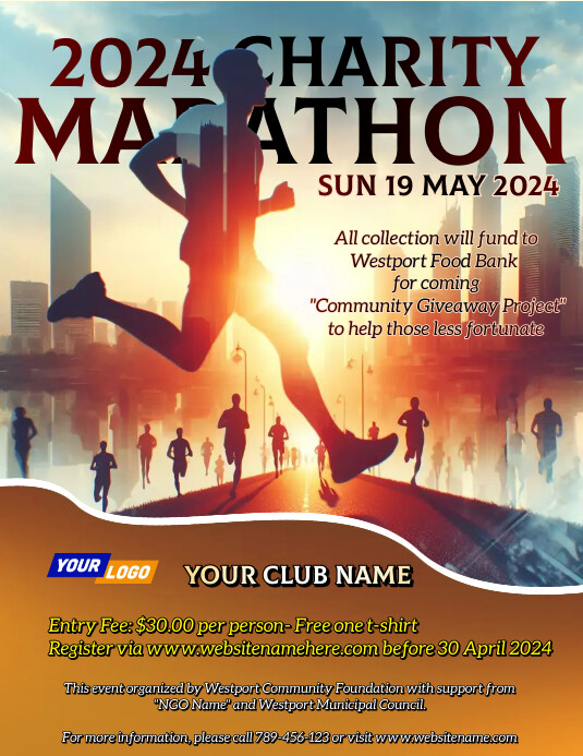 Marathon Fundraiser Example Charity Marathon Event Ad Flyer Template | PosterMyWall