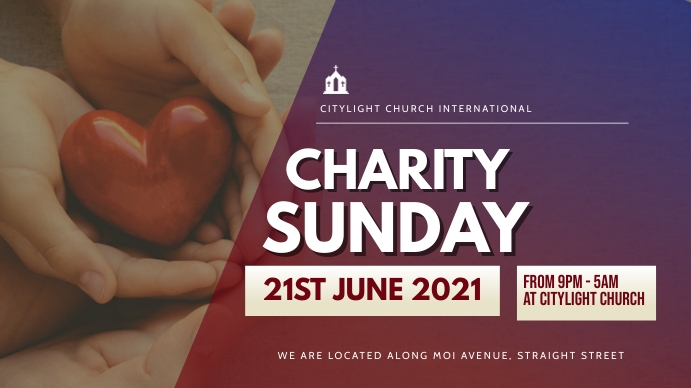 CHARITY SUNDAY church flyer งานแสดงผลงานแบบดิจิทัล (16:9) template