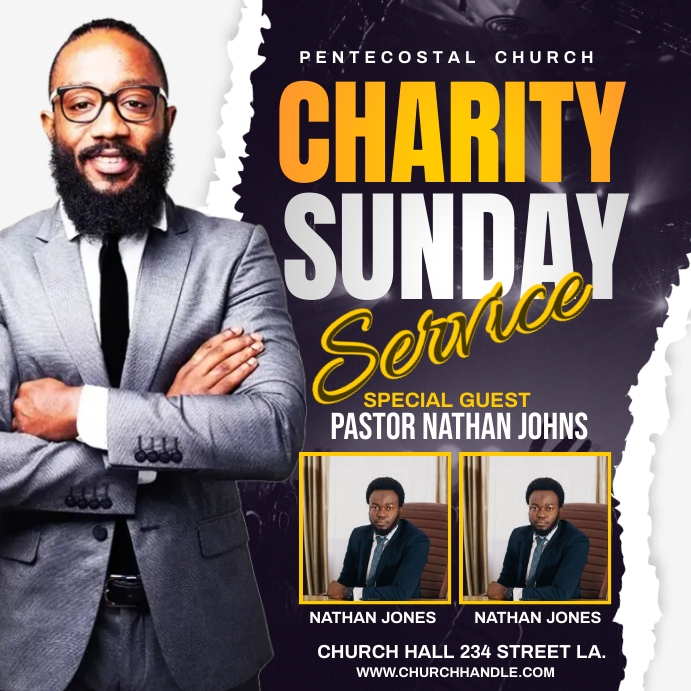 charity sunday service Publicação no Instagram template