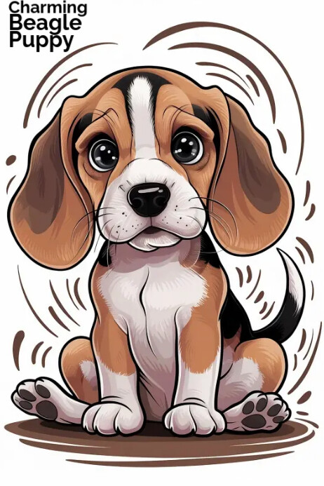 Charming Beagle Puppy: A Delightful Cartoon I โปสเตอร์ template