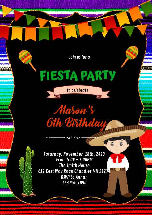 Charro Fiesta Boy Birthday Shower Invitation Template Postermywall