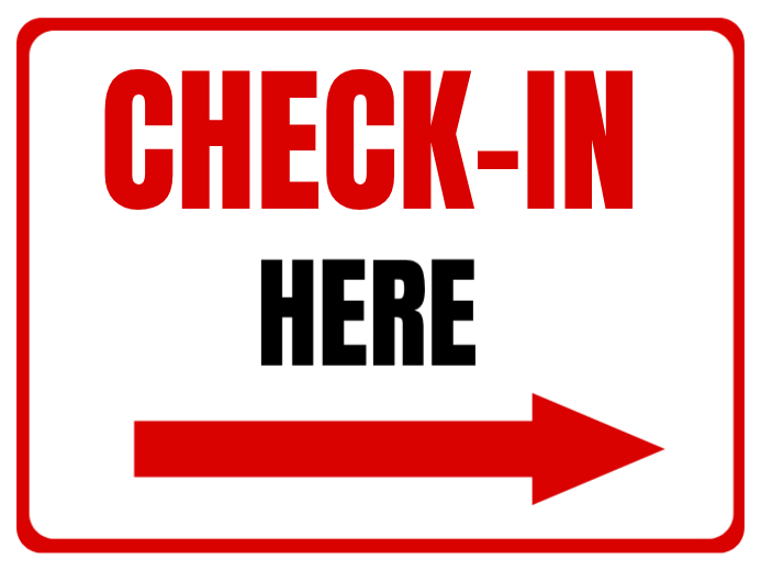 White Check-in Sign Yard Signs Template | PosterMyWall
