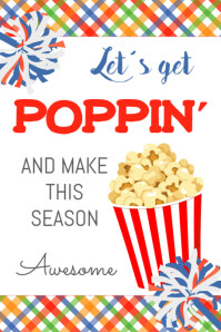 Cheer Team Popcorn Printable Gift Tags, Banner 4' × 6' template