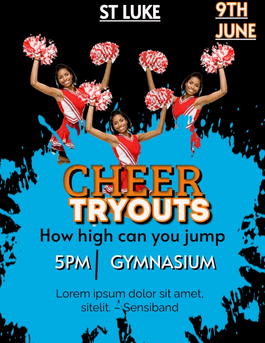 Cheer tryouts Pamflet (VSA Brief) template