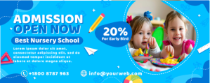 Cheerful Blue School/College/Nursery Admission Banner Twitch-banner template
