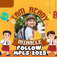Cheerful Yellow and Orange Twibbon for School Environment Introduction Period Instagram Post template