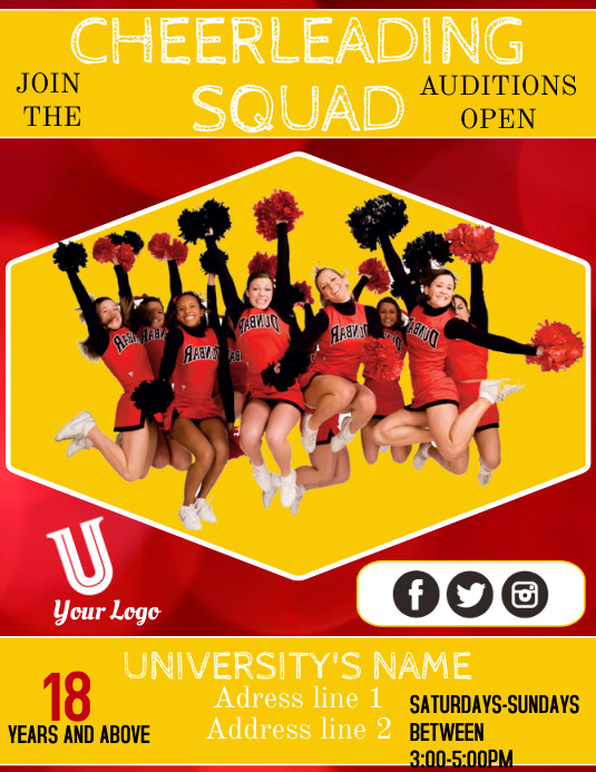 Cheerleader Auditions, Cheerleading Flyer Template PosterMyWall