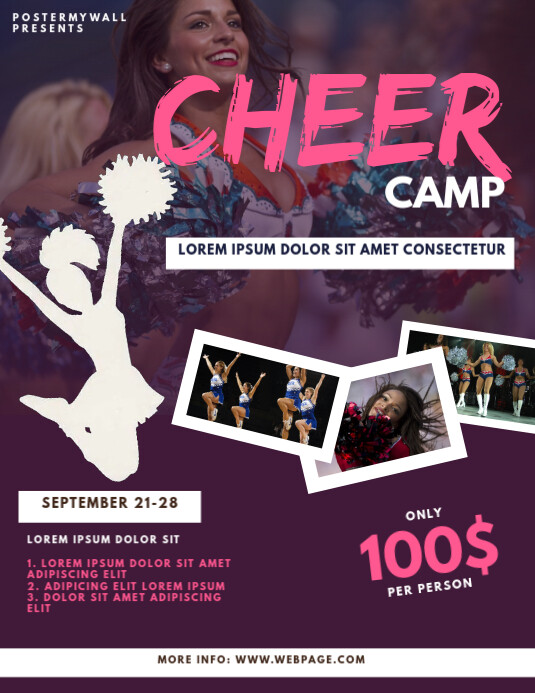 Cheerleader Camp Flyer Design Template PosterMyWall