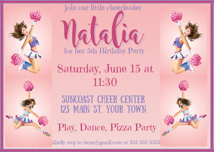 Cheerleading Birthday Invitation Template Postermywall