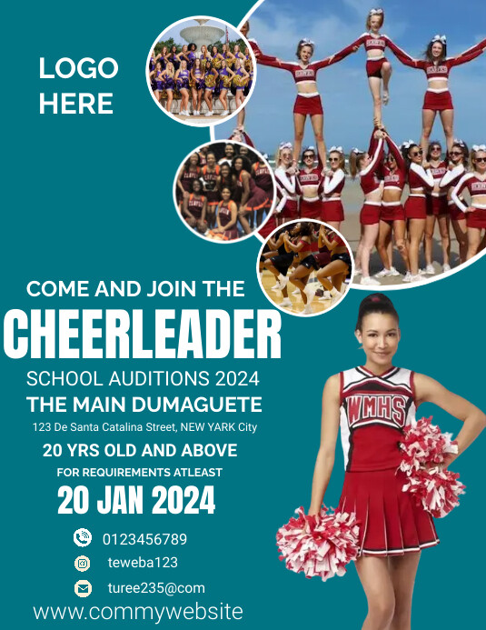 Cheerleading  flyers Volante (Carta US) template