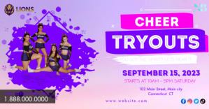 Cheerleading Poster/Flyer Изображение, которым поделились на Facebook template