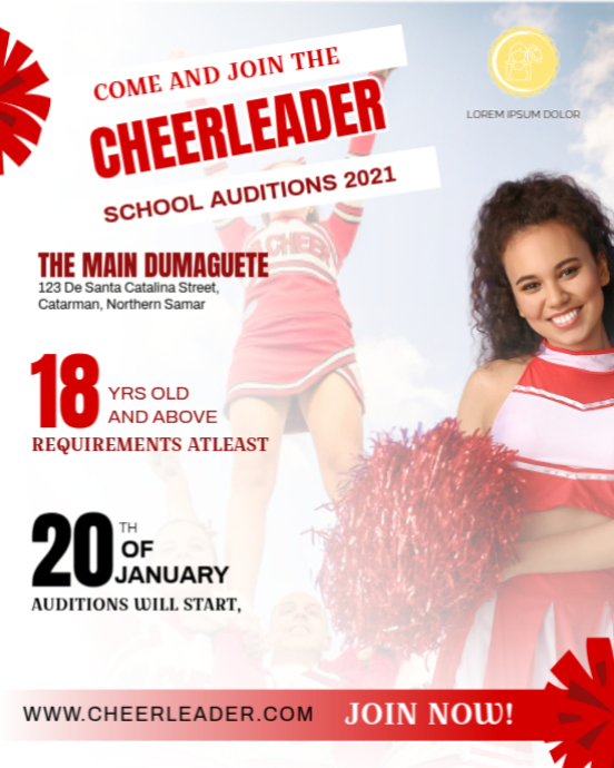 Cheerleading Tryouts Instagram Portrait template