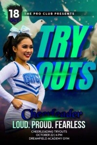 Cheerleading tryouts Плакат template