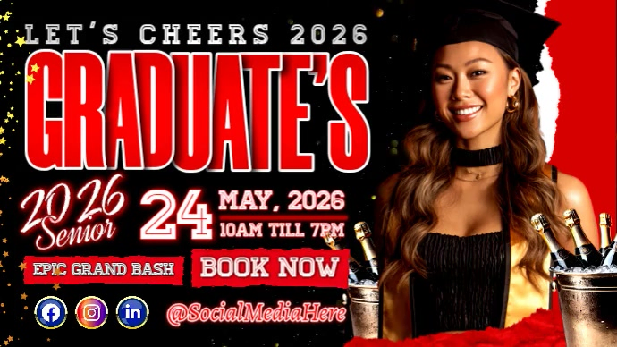 Cheers 2026 Graduate Party Bash Template | PosterMyWall