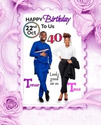 Cheers to 40! Happy Birthdy Trevor & Tessa Instagram Portrait template