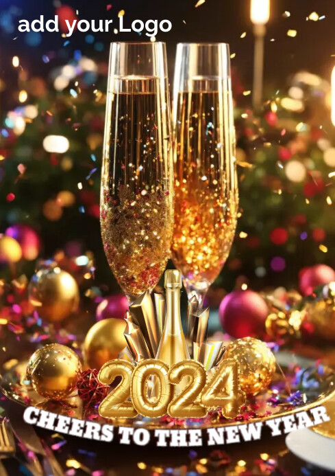New year cheer greeting template A4