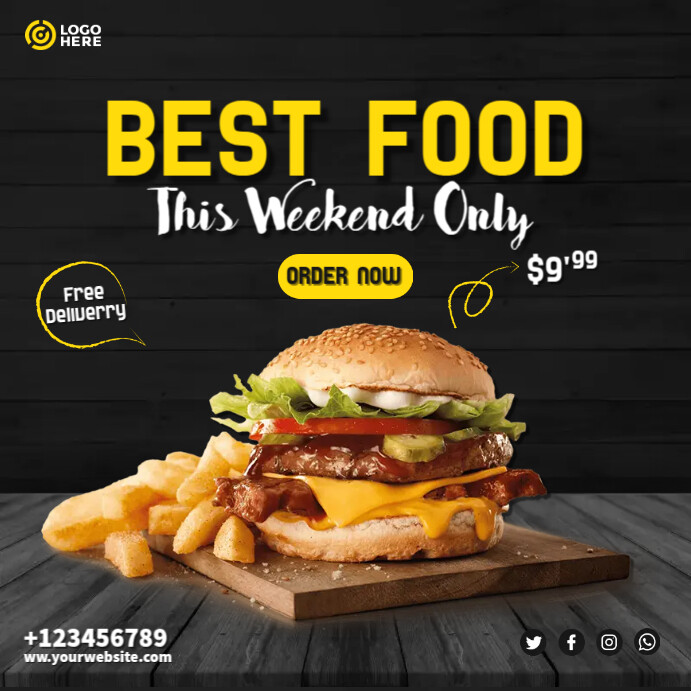 Cheese Burger Menu Template PosterMyWall