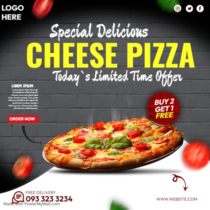 Plantilla de Cheese Pizza Menu PosterMyWall