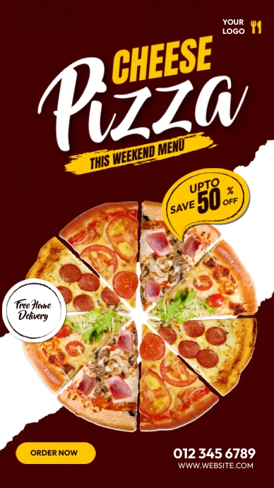 Cheese Pizza Menu Template | PosterMyWall
