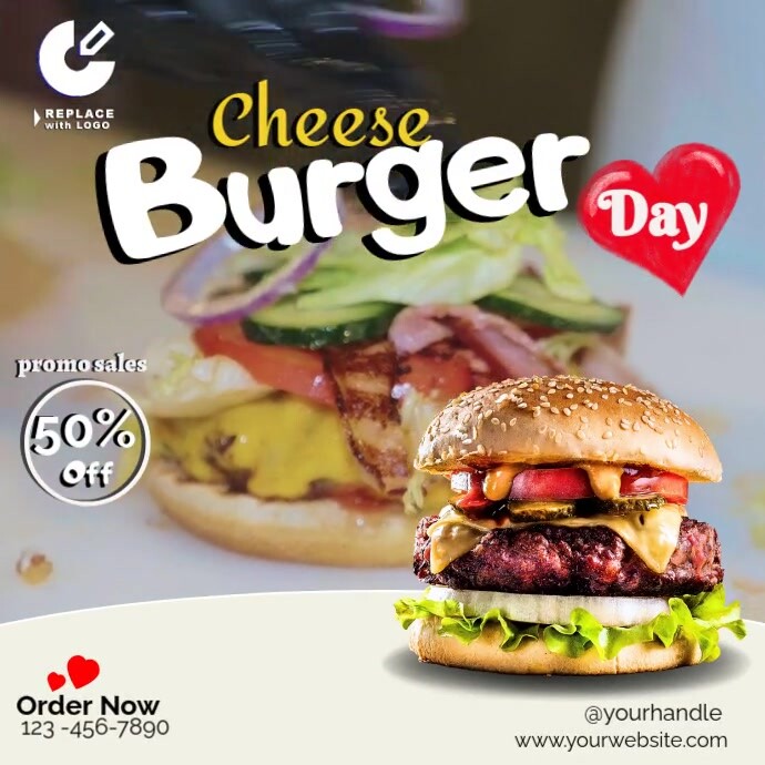 Cheeseburger Day Promotional Video Template | PosterMyWall