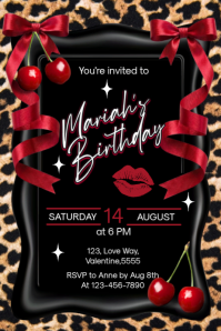Black Birthday Invitation Plakat Template