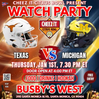 Cheez-it Citrus Bowl 2025: Texas Longhorns Vs Michigan Wolverines Watch Party Template. Instagram P