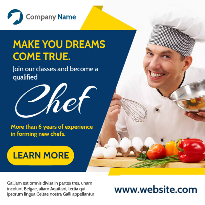 chef training advertisement become a chef Template | PosterMyWall