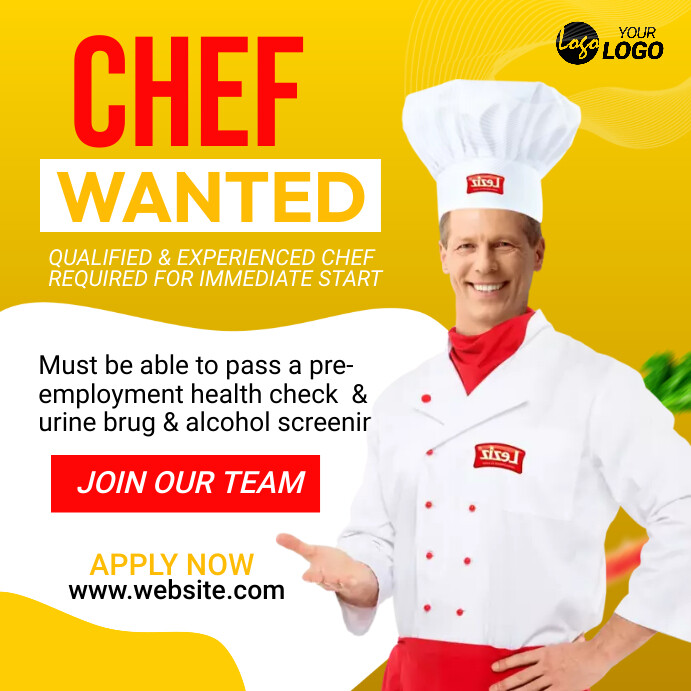 Chef Wanted Ad Template Instagram Post | PosterMyWall