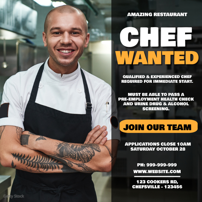 Copy of Chef Wanted Poster | PosterMyWall