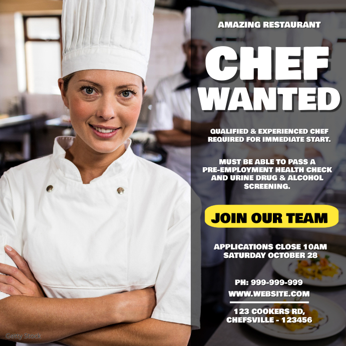 Copy of Chef Wanted Poster | PosterMyWall