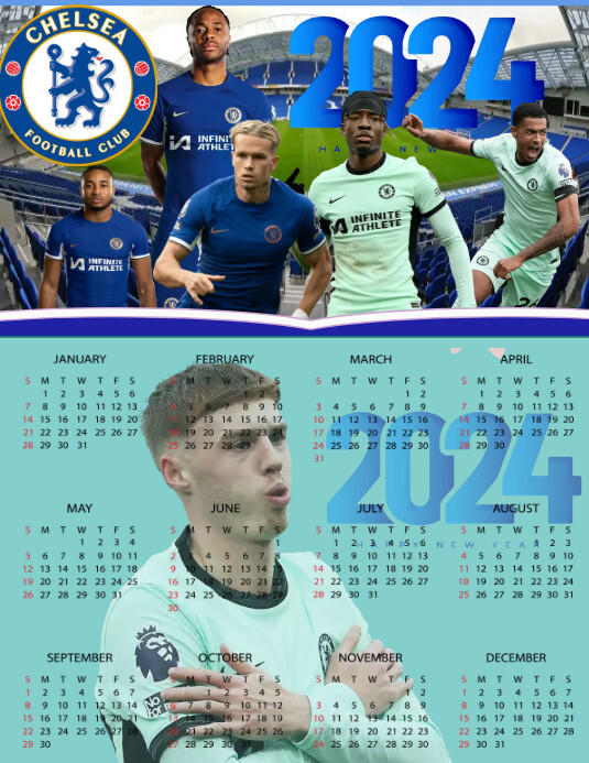 CHELSEA CALENDAR TEMPLATE 2024 PosterMyWall