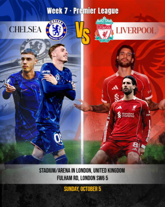 Chelsea vs Liverpool Premier League Match Template | PosterMyWall