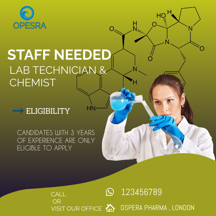 Chemistry lab job post Template | PosterMyWall