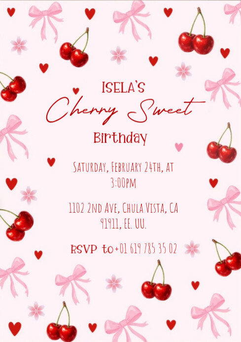 Cherry sweet invitation A4 template