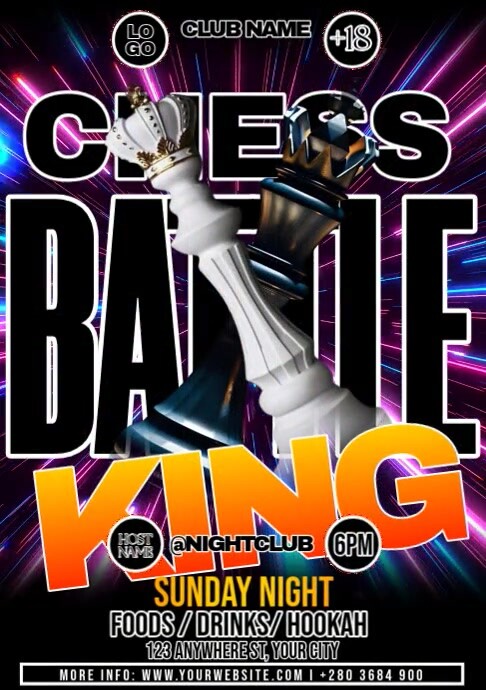 Chess Battle King Tournament A4 template