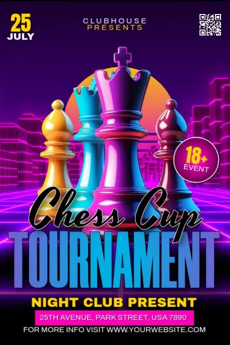 Chess Cup Tournament Cartaz template