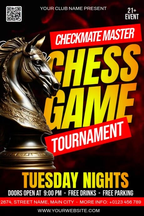 Chess Game Tournament Poster template