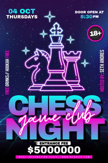 Chess Night Game Club Plakkaat template