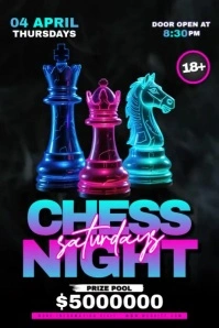 Chess Night Saturday Poster template