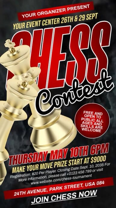 Modèle Chess Tournament Contest | PosterMyWall