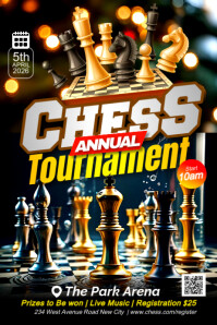 黑色 Chess Tournament Poster Template