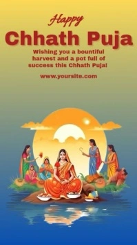 Chhath Puja Celebration Illustrative Instagram Story template