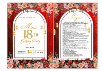 Chic & Floral Debut Program Layout A4 template