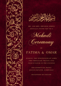 Red Mehndi Ceremony Invitation A6 Template