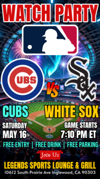 Chicago Cubs Vs Chicago White Sox MLB 2026 Watch Party Instagram Story Template