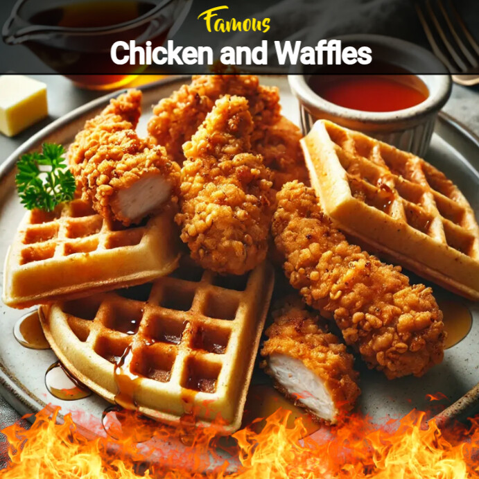 Chicken and Waffles Instagram Post template