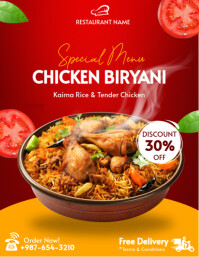 chicken biryani Flyer (US Letter) template