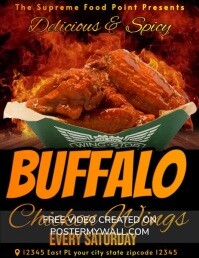 Chicken Buffalo Wings On fire Video Flyer template