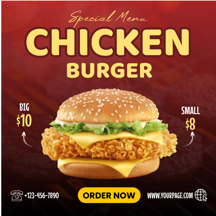 Chicken Burger Instagram Post template