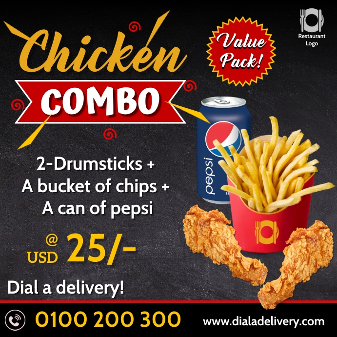 Chicken combo โพสต์บน Instagram template